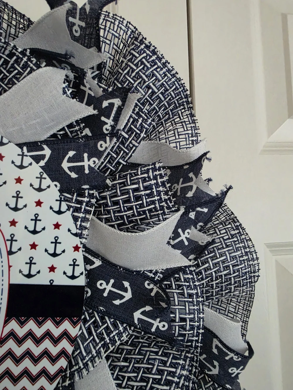Nautical Anchor Door Wreath - Navy, White, Red
